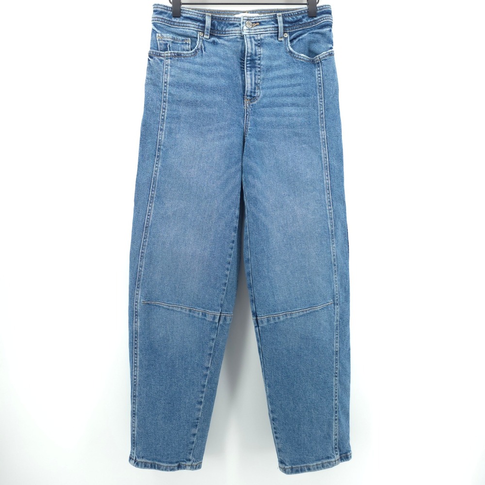 LOFT Womens Jeans‎ The Barrel 2/26 Medium Blue Seamed High Rise Curved Leg Denim